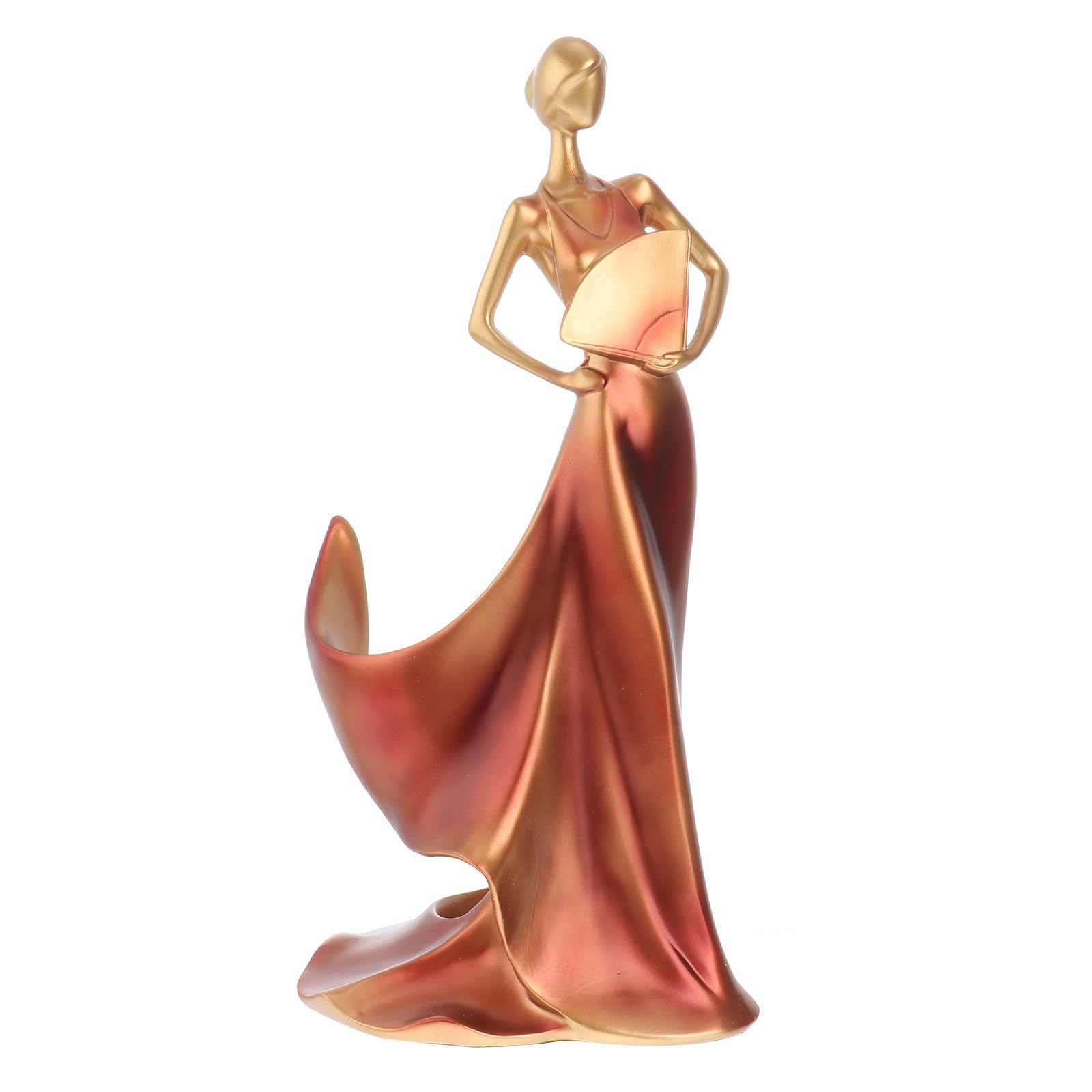 Elegantes Weinregal aus Kunstharz, Fächerform, Rote Mädchenfigur