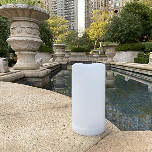 Image of 2 Pack Outdoor Flameless Pillar Candles with Remote and Timer Waterproof Battery Operated Electric LED Candle Set for Gift Home Decor Party Wedding Supplies Garden Christmas Decoration, 3 inch x 6 inch