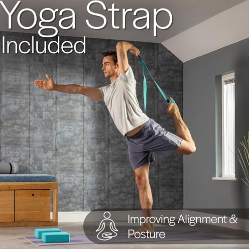 Core Balance Yoga Blocks Set Of 2 High Density EVA Foam with Adjustable Metal D Ring Cotton Strap - Image 6