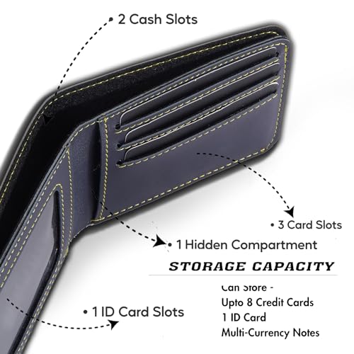 Image of Mens Leather Wallet and Keychain Combo Name Leather Wallet Keychain for Mens Personalized Wallet Keychain Set with Names Keychains for Men | Customised Gift Set for Men with Name & Charm, Blue