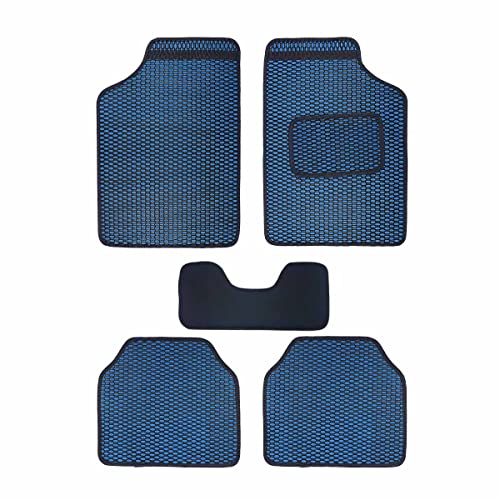 Image of Kingsway Premium Dotted Design Car Floor Foot Mats, Universal Fit for All Cars, Water and Dustproof, Color Blue, Set of 5 Piece