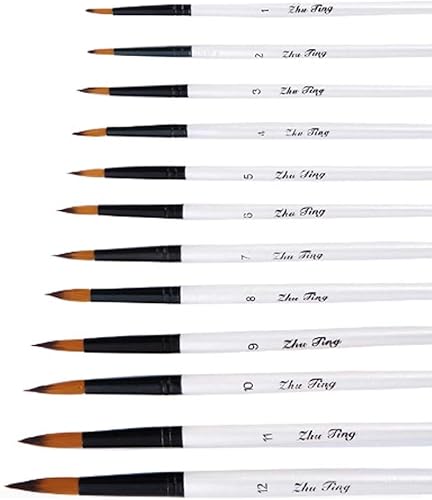 Miniatura 2 de WXBDD - Juego de 12 pinceles de pintura acrílica de nailon de madera para acuarela acrílico suministros de pintura al óleo kit de manualidades