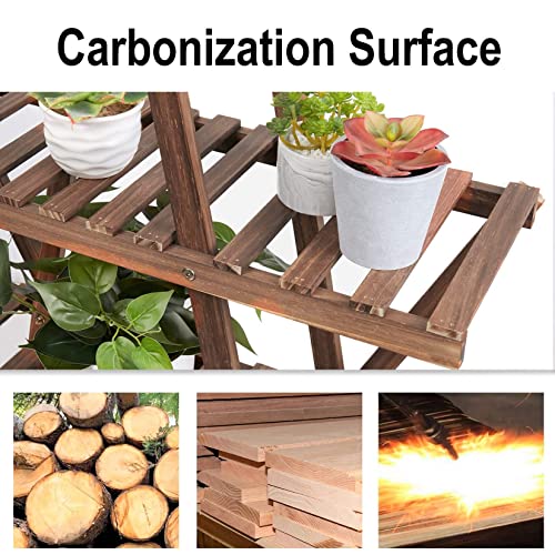 Unho Triangle Shape Plant Stand: A Frame Potted Flower Rack With 4 Tier Display Shelves Funtional Large Wooden Storage Holder For Patio Garden Yard Lawn Home Living Room Decor #TOP4