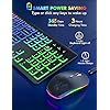 Wireless Keyboard and Mouse Combo - RGB Backlit, Rechargeable & Light Up Letters, Full-Size, Ergonomic Tilt Angle, Sleep Mode, 2.4GHz Quiet Mouse for Mac, Windows, Laptop, PC, Trueque