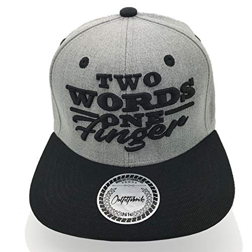 Outfitfabrik Snapback Cap Two Words One Finger in grau/schwarz, 3D-Stick Cover