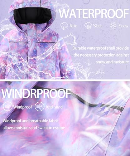 Image of M2C Boys Girls 2-Piece Snowsuit Thicken Patterned Ski Jackets and Pants