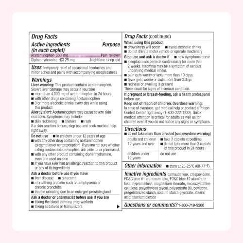 Amazon Basics Acetaminophen PM Caplets, Extra Strength, 100 Count - image 6