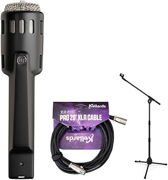 Kellards Warm Audio Retro 64 Cardioid Handheld Dynamic Microphone Bundle PST2 Adjustable Height Microphone Stand with Boom, XLR-P20T Pro 20 ft XLR Microphone Cable