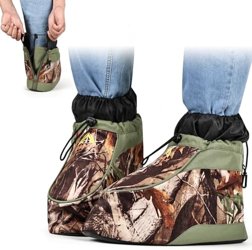 Insulated Boots Covers Outdoor Tactical Anti-Freeze and Cold Boots Cover Boot Insulators for Hunting, Ice Fishing or in Cold Weather Waterproof Hunting Boot Insulators, L (fits 10-11 inch Shoes)