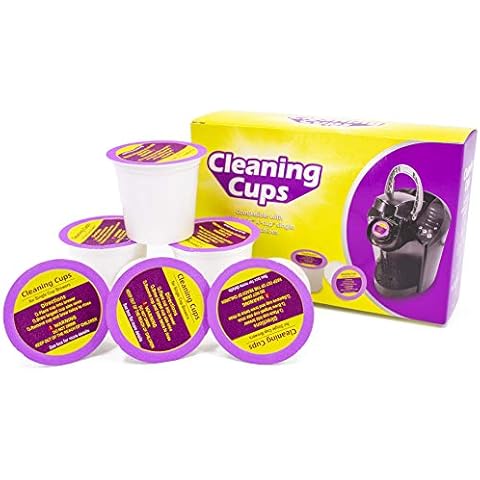 HiWater Cleaning Cups - 6 packs K-Cup Cleaner Pod for Keurig Coffee Makers 1.0 & 2.0 Compatible with Keurig K-cup single cup Machines - Non-Toxic Cover