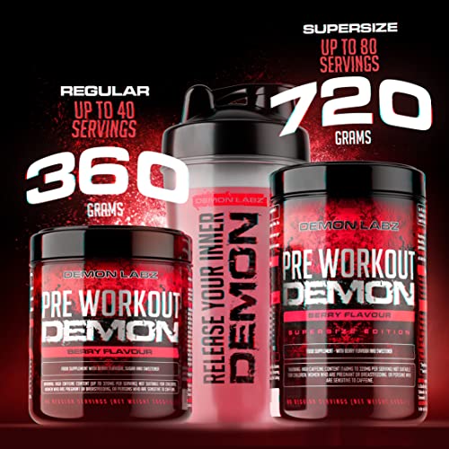Pre Workout Demon - Advanced Pre-Workout Energy Powder with Creatine, Caffeine, Beta-Alanine & Glutamine, Berry Blast, 360g - 40 Servings - Image 6
