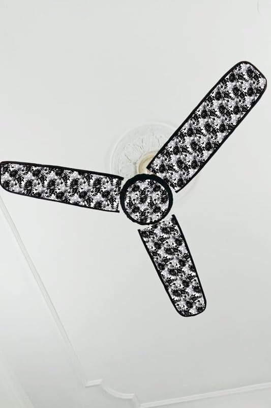 Image of Dustproof Premium Three Blade Ceiling Fan Cover with attachable Enclosure, Set of 1 Fan Cover (Black).