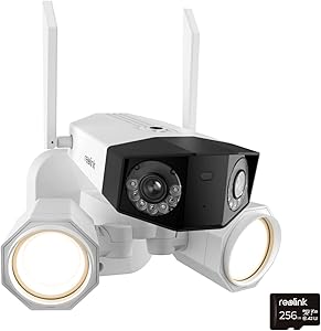 REOLINK Floodlight Camera with 256GB microSD Card Bundle, Duo Floodlight WiFi, 8MP Dual-Lens Camera for Outdoor Security, 5GHz/2.4GHz WiFi, Human/Vehicle/Pet Detection, Local Storage asin的图片
