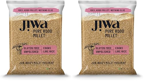 Image of Jiwa Pure Kodo Millet | Unpolished | Cooks In 15 Minutes | Positive Millet | Varagu /Arikelu /Hark /Varigu /Kodra Seeds |Ancient Grain | Low GI | Gluten Free | 1 Kg (Pack of 2)