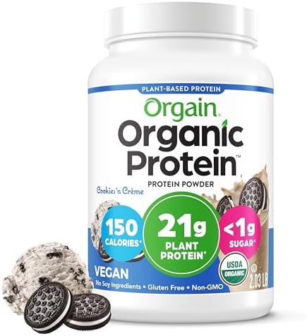 Orgain Organic Vegan Protein Powder, Cookies & Cream - 21g Plant ...