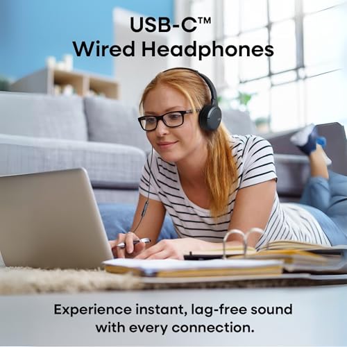 Image of JVC USB-C Wired On-Ear Headphones with Mic - Comfortable All-Day Wear, Clear Calls, Rich Sound - Foldable & Lightweight - Tangle-Free Single-Sided Cable - Great for Gaming & Work from Home