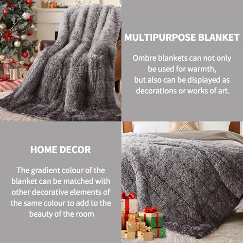 Image of yescool Weighted Blanket for Adults (20 lbs, 80 inch x 87 inch, Smoke Gray) Heavy Blanket for Sleeping Perfect for 190-210 lbs, Queen Size Faux Fur Blanket with Premium Glass Bead, Machine Washable