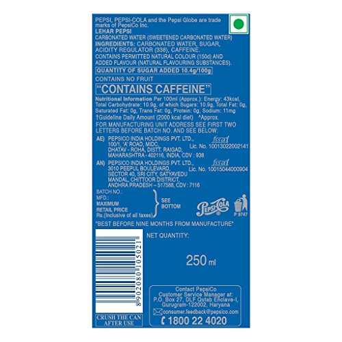 Image of Pepsi Soft Drink Can, 250Ml (Pack of 6) - Cola