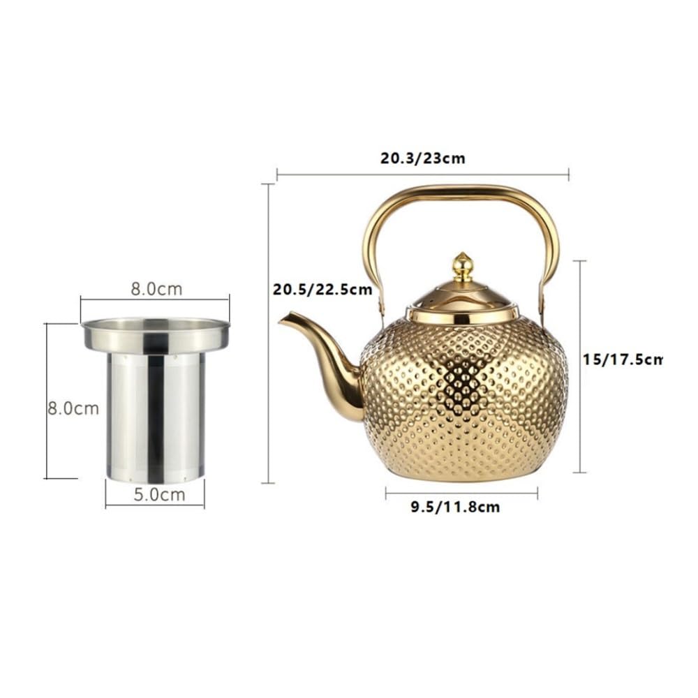 Théière, Bouilloire à thé commerciale en acier inoxydable avec passoire for hôtel/restaurant(Silver,S)