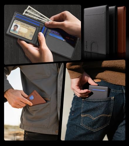 Men's Wallet with Tracker, Slim Bifold Front Pocket Wallets for Men with Find My for Travel, Gym, Daily Use with Gift Box, Black4