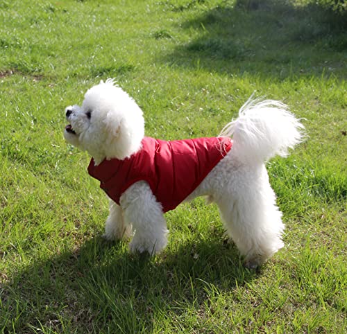 Joydaog 2 Layers Fleece Lined Warm Dog Jacket For Puppy Winter Cold Weather,Soft Windproof Small Dog Coat,Red S #TOP2