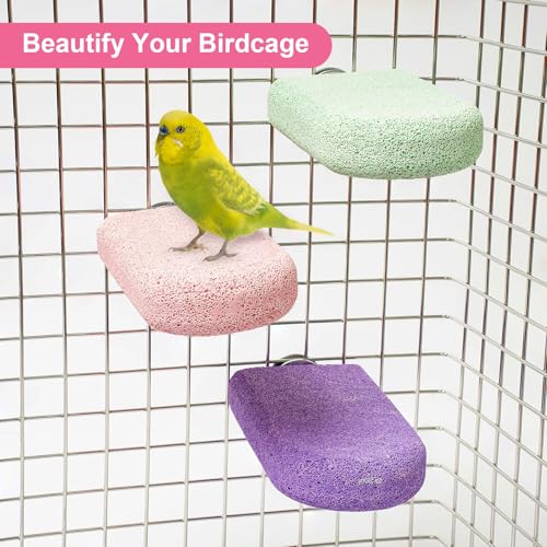 Image of Bird Beak Grinding Stone, 3PCS Parrots Perch, Multiple Colors Platform, Nails Beak Trimmer for Bird Cage Accessories for Parrots Budgie Cockatiel Conure Lovebird Finch
