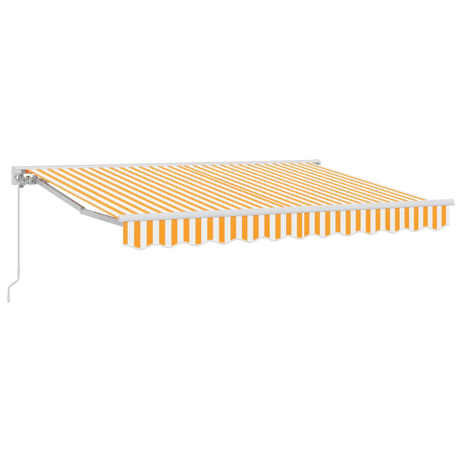 Auvent Rétractable Manuel 3x2,5m, Store Banne Extérieur Jaune avec Manivelle de 165 cm, Toile en Polyester Résistant et Cadre Blanc en Acier pour Terrasse, Jardin et Patio