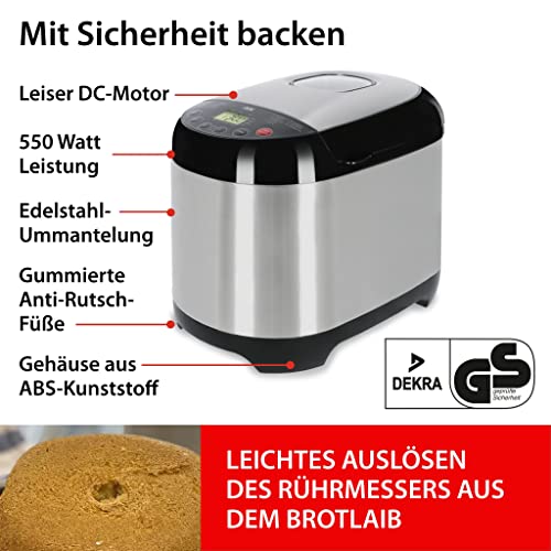 ADE Brotbackautomat KG2137 8 Brotbackprogramme, 10 Spezialprogramme für Marmelade, Joghurt, Hefeteig, glutenfrei backen… – Bild 5