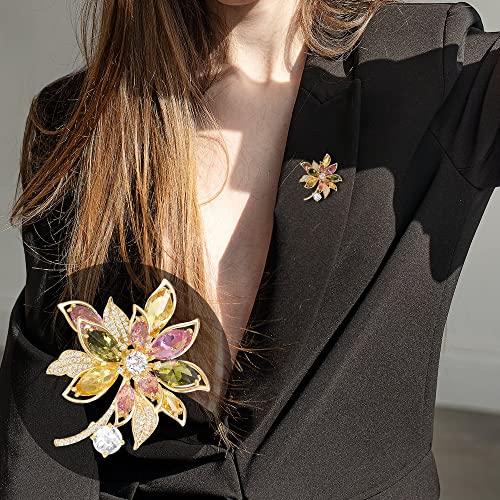Jadeangel Flower Brooch Pins For Women Fashion Fancy Brooches With Cubic Zirconia For Wedding Party Broach Gift #TOP3