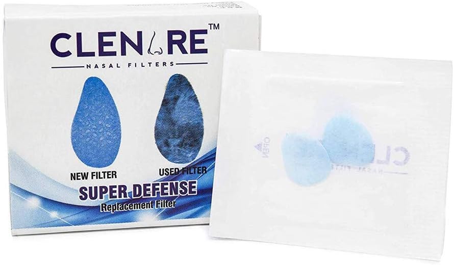 CLENARE Replacement Super Defense Nasal Filters for Protection Against Air Pollution, Pack of 20 pairs, (Large Round)