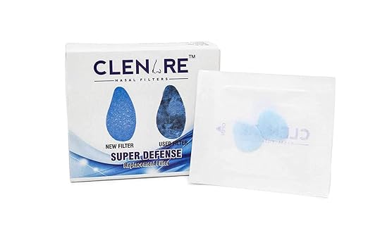 CLENARE Replaceable Filters Super Defense (LARGE SLOTTED) - Stronger Filtration Against Air Pollution and Germs (Pack of 20 Pairs) Breathable, Compatible with Large Slotted Nose Filter Body