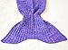 Purple Mermaid Tail Blanket Crochet for Adults, Knitted Mermaid Throw Blanket Living Room Warm Cozy Sleeping Bag for All Seasons, Handmade High Density Thick Mermaid Blanket 71