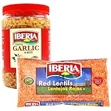 Iberia Chopped Garlic In Water, 32 oz + Iberia Red Lentil Beans, 12 Ounce