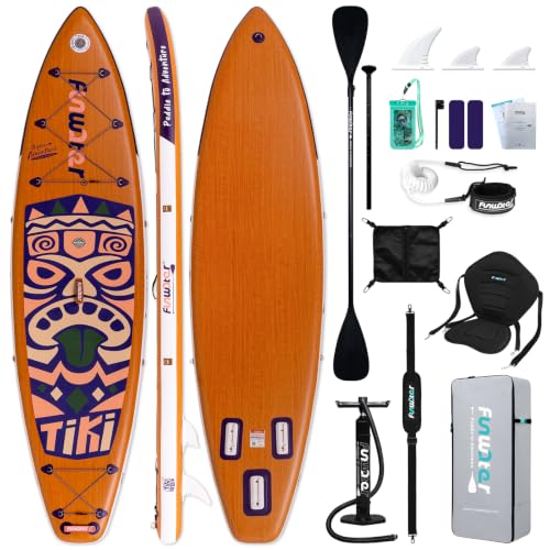 FunWater Tavola da Paddle Gonfiabile 350cm con Pagaia,Pompa,Sedile,Tracolla,Zaino,Custodia Impermeabile per Telefono,Guinzaglio di Sicurezza,3 Pinne Adatta a Tutti i Livelli