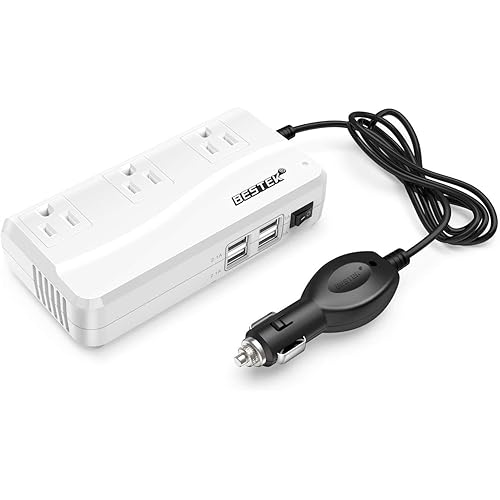 BESTEK 200W Power Inverter DC 12V to 110V AC Inverter with 4.2A 4-Port USB Car Adapter [ETL Listed]