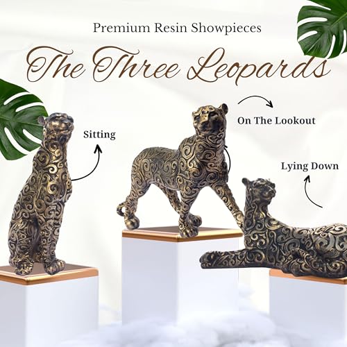 Luxury Leopard Sculpture in Black Resin with Gold Accents | Decorative Animal Statue for Home & Office | Symbolic Wildlife Decor - Strength, Power & Self-Reliance (Lying Leopard) — photo — 6 of 9