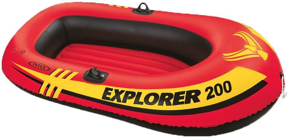 INTEX Explorer Inflatable Boat Series: Dual Air Chambers – Welded Oar Locks – Grab Handles – Bow Rope – Sporty Design INTEX Explorer Inflatable Boat Series: Dual Air Chambers – Welded Oar Locks – Grab Handles – Bow Rope – Sporty Design