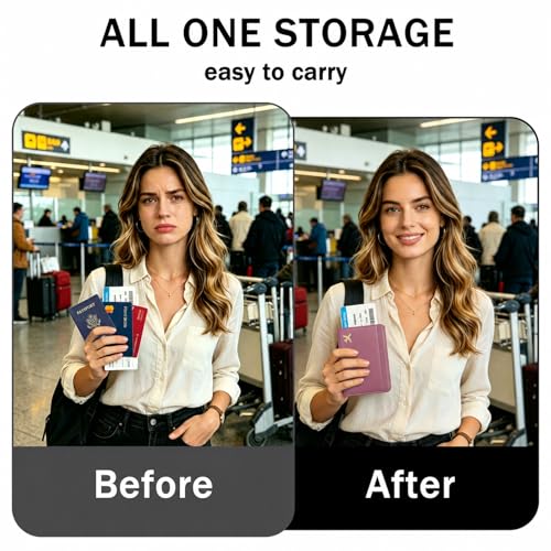 Image of ZOPPEN RFID Blocking Passport Holder for Travel - PU Leather Waterproof Lightweight Passport Cover Wallet for Women Men, Travel Organizer with Card Slots for Airline Tickets & Passport Book, Purple