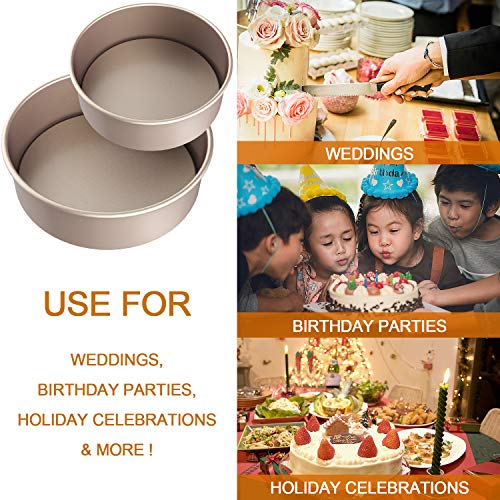 Chefmade Bakeware Round Cake Pan 2 Pieces, 6-Inch And 8-Inch With Removable Loose Bottom Nonstick & Quick Release Coating Chiffon Bakeware For Oven And Instant Pot Baking (Champagne Gold) #TOP5