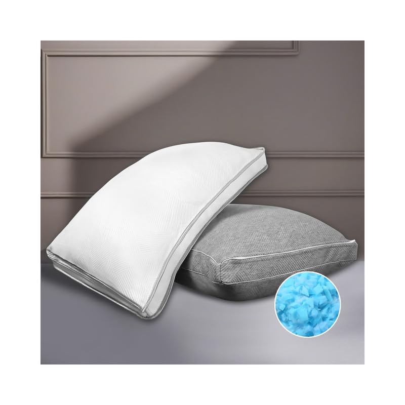 BSAFP Shredded Memory Foam Pillows for Sleeping Queen Size Set of 2 Adjustable Soft Firm Bed Pillow for