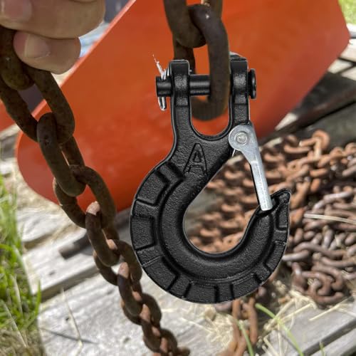 Kranhaken Schwerkraft Rigging Hebeindustrie Gabelkopfhaken Wirbel Ösenhaken aus Legiertem Stahl Hubhaken Rundhaken Stahlösenhaken mit Sicherheitsverriegelung 5/16 Tragfähigkeit 11T