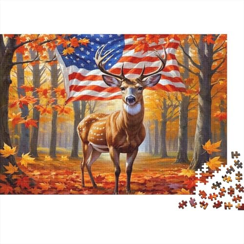 Rompecabezas de ciervo 1000 piezas adultos, puzzle bosque de otoño 70 x 50 cm de cartón duradero