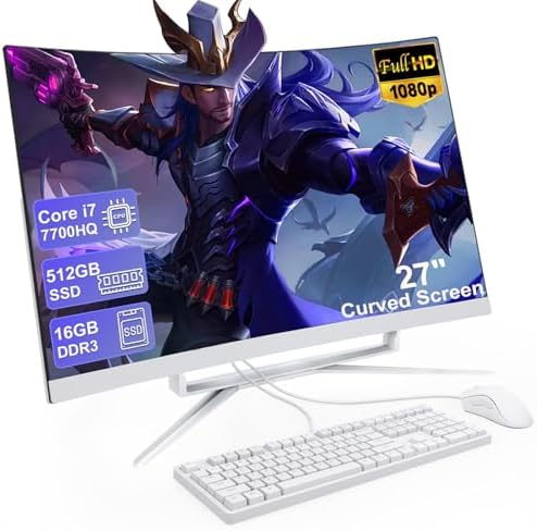 27 Pulgadas Computadora Todo en Uno, Pantalla FHD Curva, Ordenado...