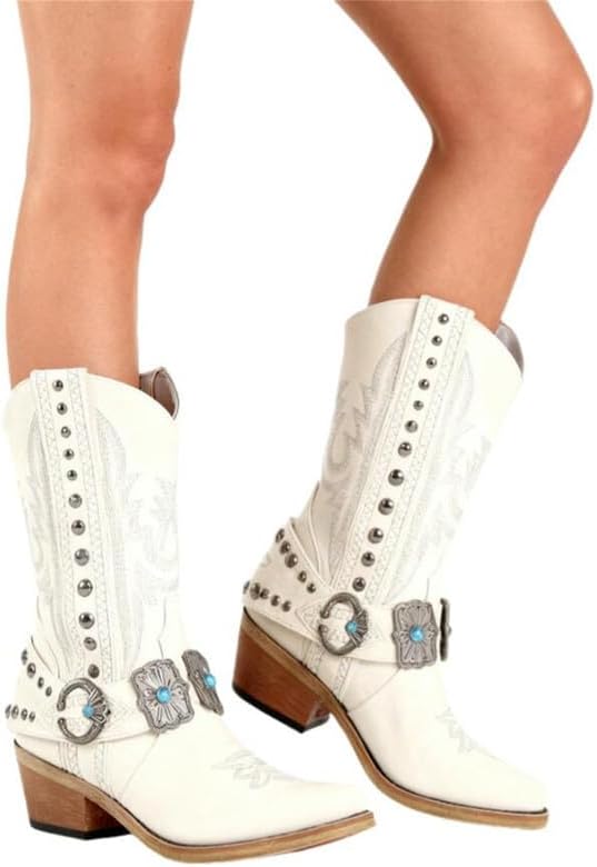 Only maker Cowgirl Western Boots for Women Ankle High Embroidery Pointed Toe Cowboy Rodeo Country Concert Boot - Image 6