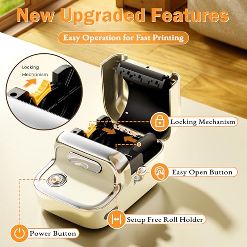 Image of Phomemo M150 Label Maker, Upgraded Bluetooth Label Printer, Compatible with Phone, PC & Tablet, with 1 Roll Free Label Paper, Thermal Portable Sticker Printer Machine for Address,Bracode, Jar, Beige