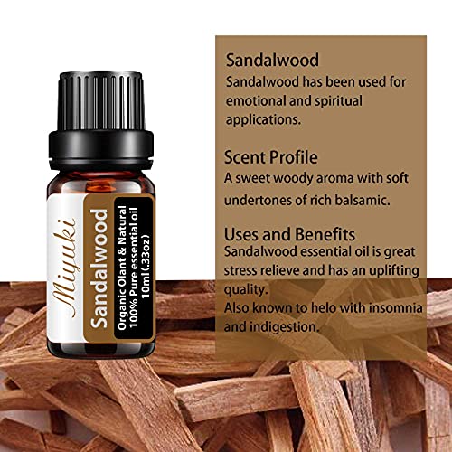 Miyuki Sandalwood Essential Oils And 6Pack Essential Oil Sets With Tea Tree Lemongrass Vetiver Orange Chamomile Lemon #TOP2