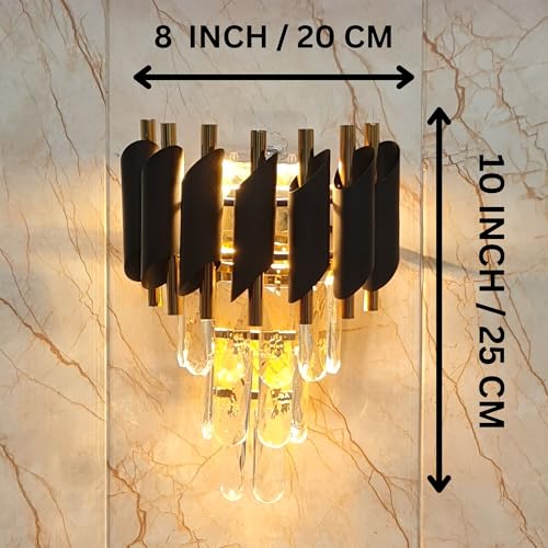 Image of Black Mamba Wall Light (Metal and Crystal), Pack of 2