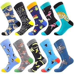Men’s Fun Dress Socks Novelty Colorful Funky Fancy Funny Patterned Crew Casual Crazy Socks for Men Father