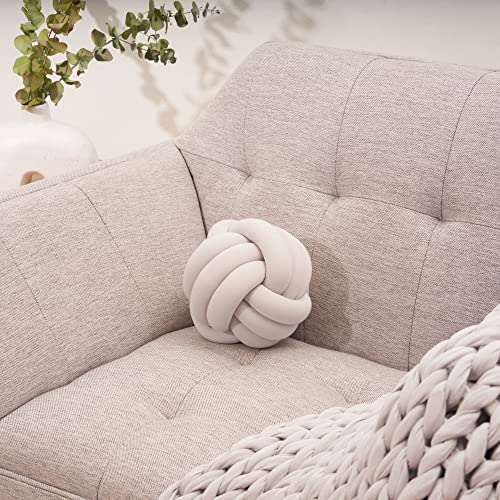 Image of Bearaby Hand-Crafted Knot Pillow Ball - Relieve Stress with Oeko-TEX Certified Organic and Gently Weighted Material - Handcrafted Throw Pillows from Natural Latex Foam (Moonstone Grey, Medium)