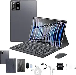 3 em 1 Tablet, com Capa/Teclado/Mouse, 10.1 Polegada,12GB RAM+512GB ROM, Câmera de 16MP + 32MP, Android 13, 8000mAh, Versão WiFi